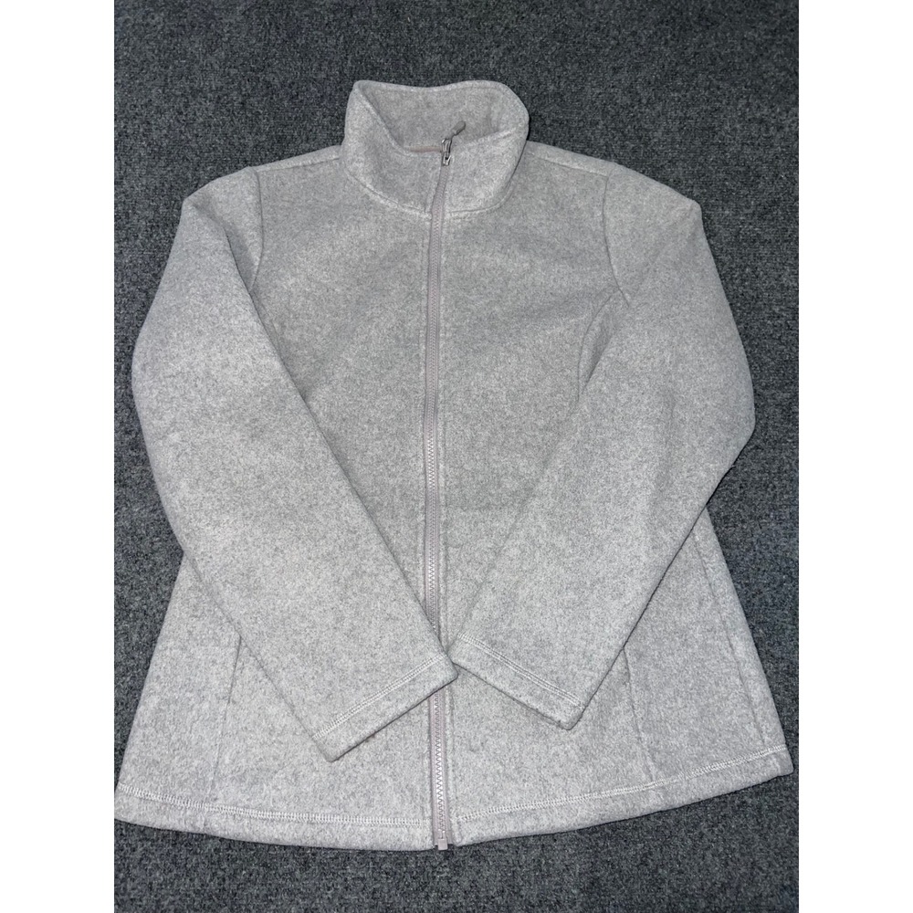 32 Degrees Heat Womens Small Gray Full Zip Fleece Jacket Mock Neck Activewear